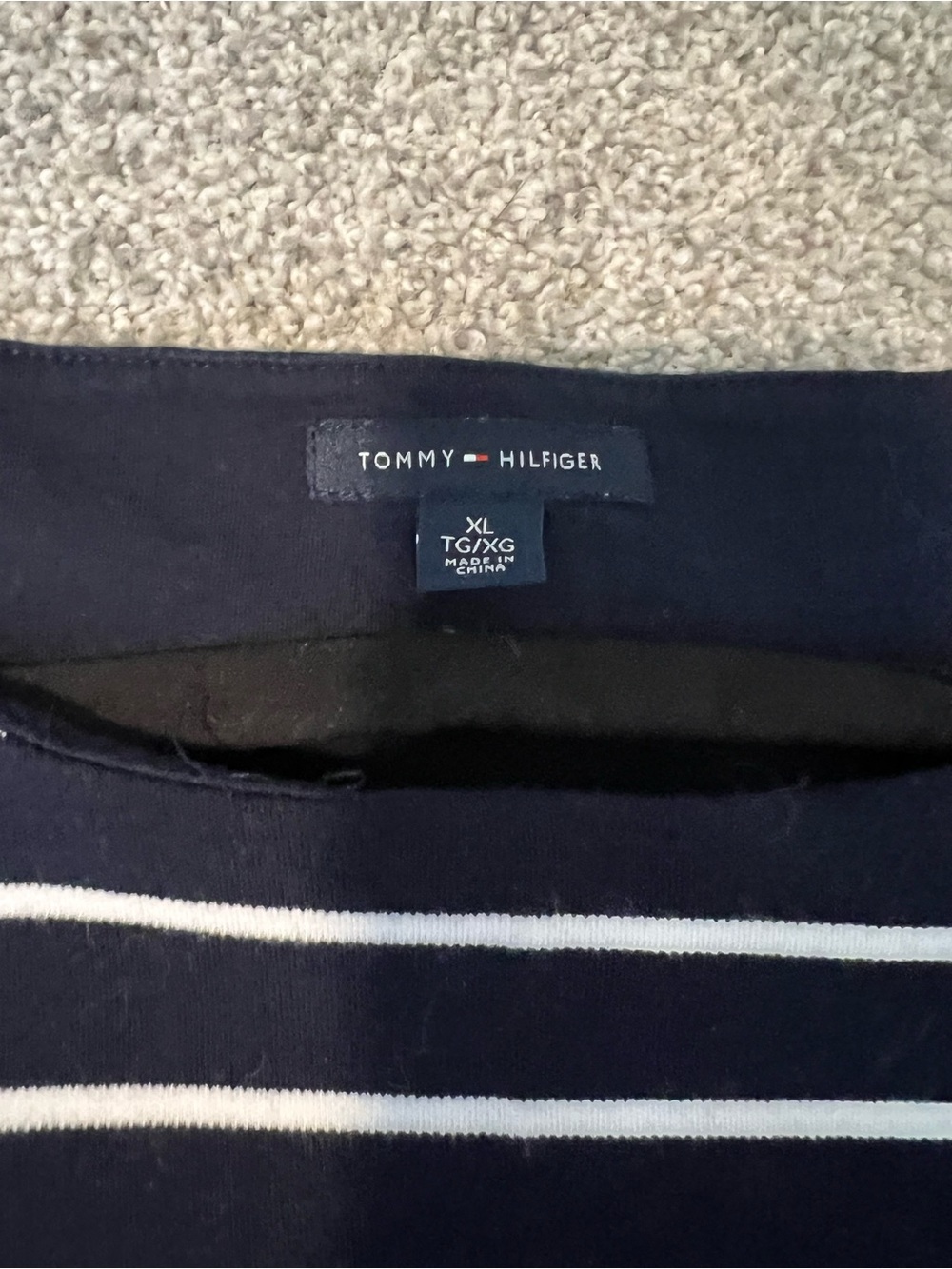 Tommy Hilfiger Navy and White Striped Long Sleeve Top - Picture 2 of 3
